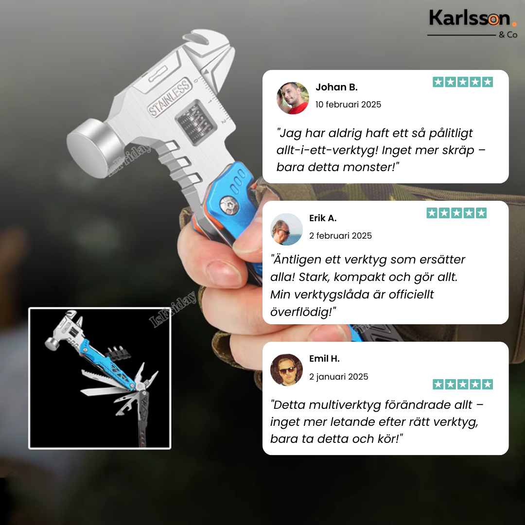HandyPro™ – 18-i-1 Multifunktionell Hammare och Verktygssats