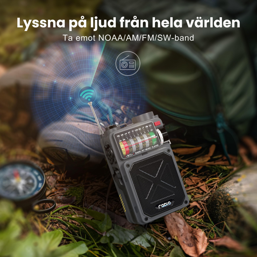 SafeSignal™ | Solcellsdriven Vevradio för Nödsituationer