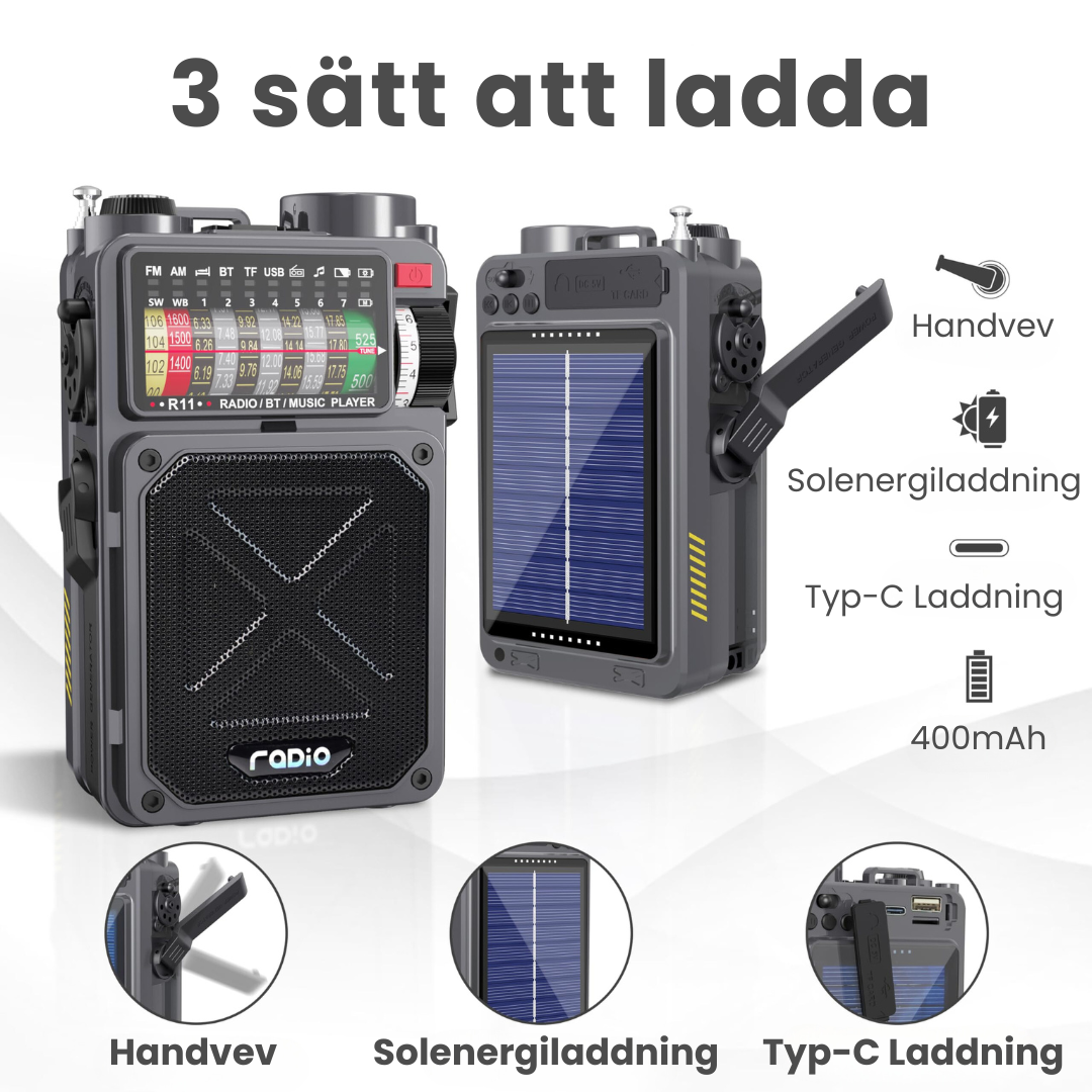 SafeSignal™ | Solcellsdriven Vevradio för Nödsituationer