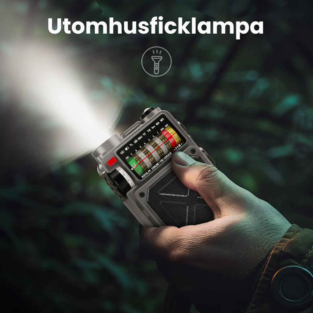 SafeSignal™ | Solcellsdriven Vevradio för Nödsituationer